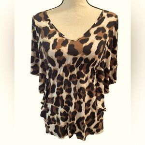 INC Rayon Butterfly Sleeve Leopard Print Top